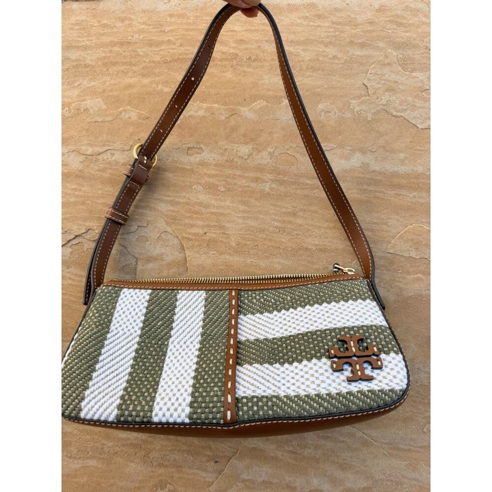Tory Burch McGraw Woven Stripe Wedge Shoulder Bag EUC - Picture 3 of 8